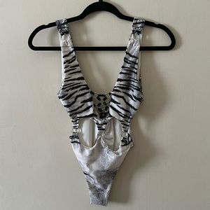 Maniere De Voir O-Ring Rare Swimsuit Tiger Print